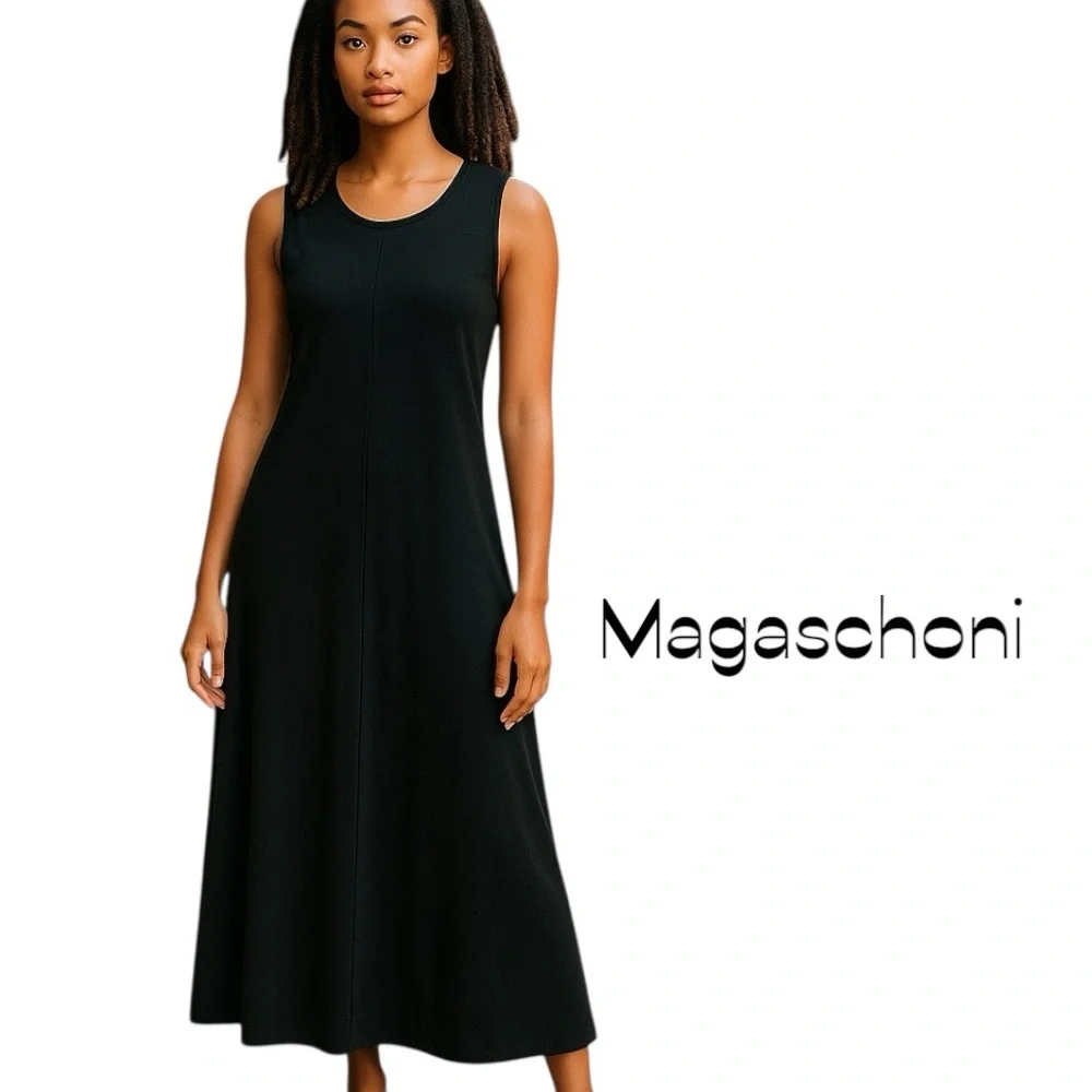 Magaschoni Black ScandiGirl Coastal Feminine Neutral Maxi Dress Size XL